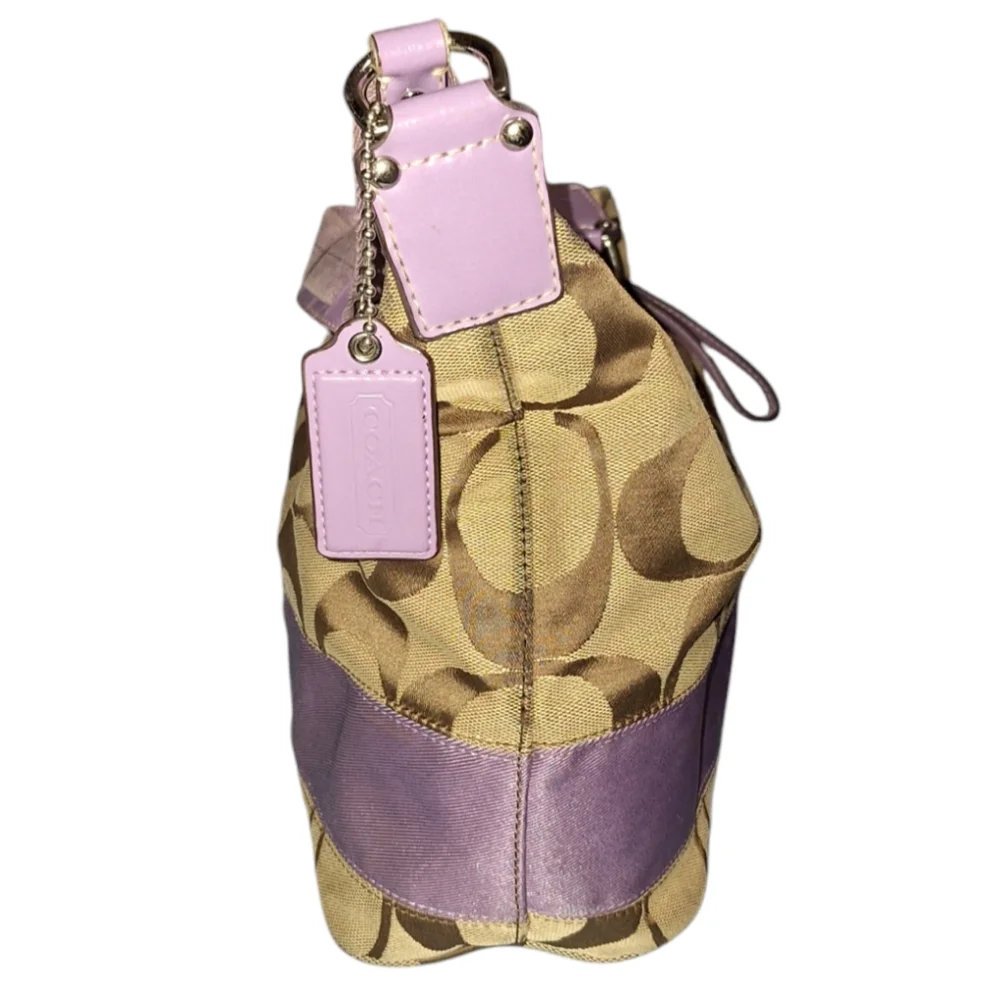 Coach Signature Canvas Hobo with Lavender Accent
